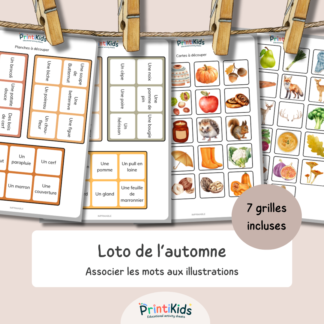 Loto de l'automne – Jeu de lecture et vocabulaire - CP CE1