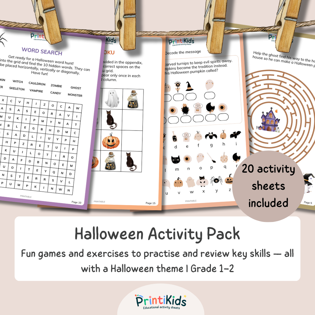 Halloween Activity Pack – 20 Printable Activities – Grade 1–2