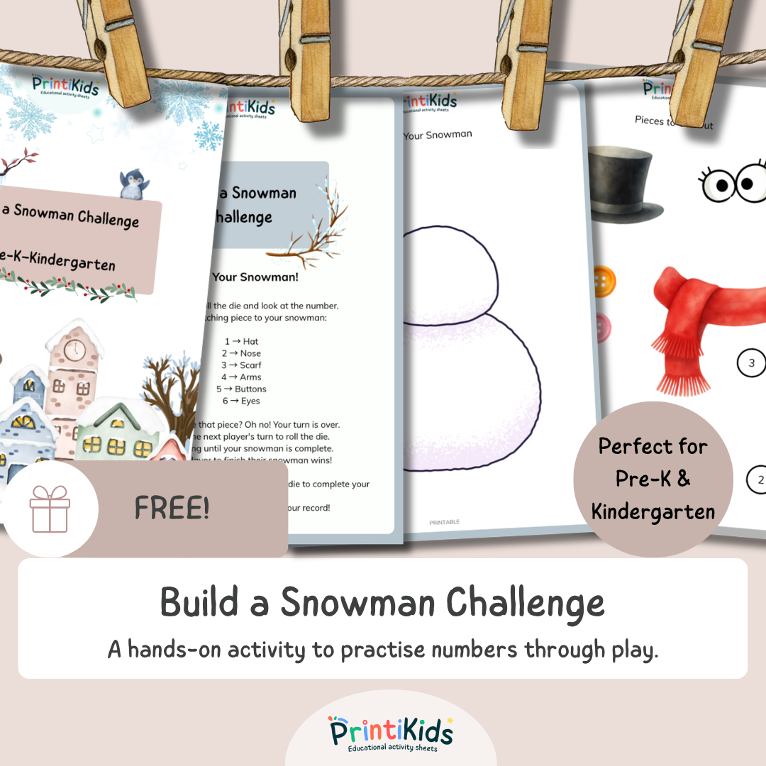 Build a Snowman Challenge – Free Printable Winter Game – Pre-K & Kindergarten