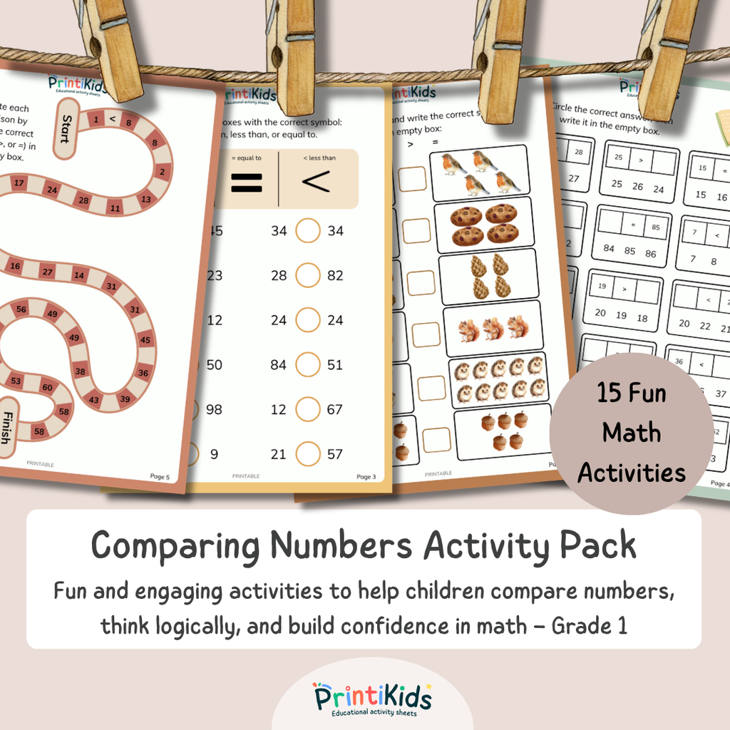 Comparing Numbers Worksheets – 15 Printable Math Activities - Grade 1 / Year 2