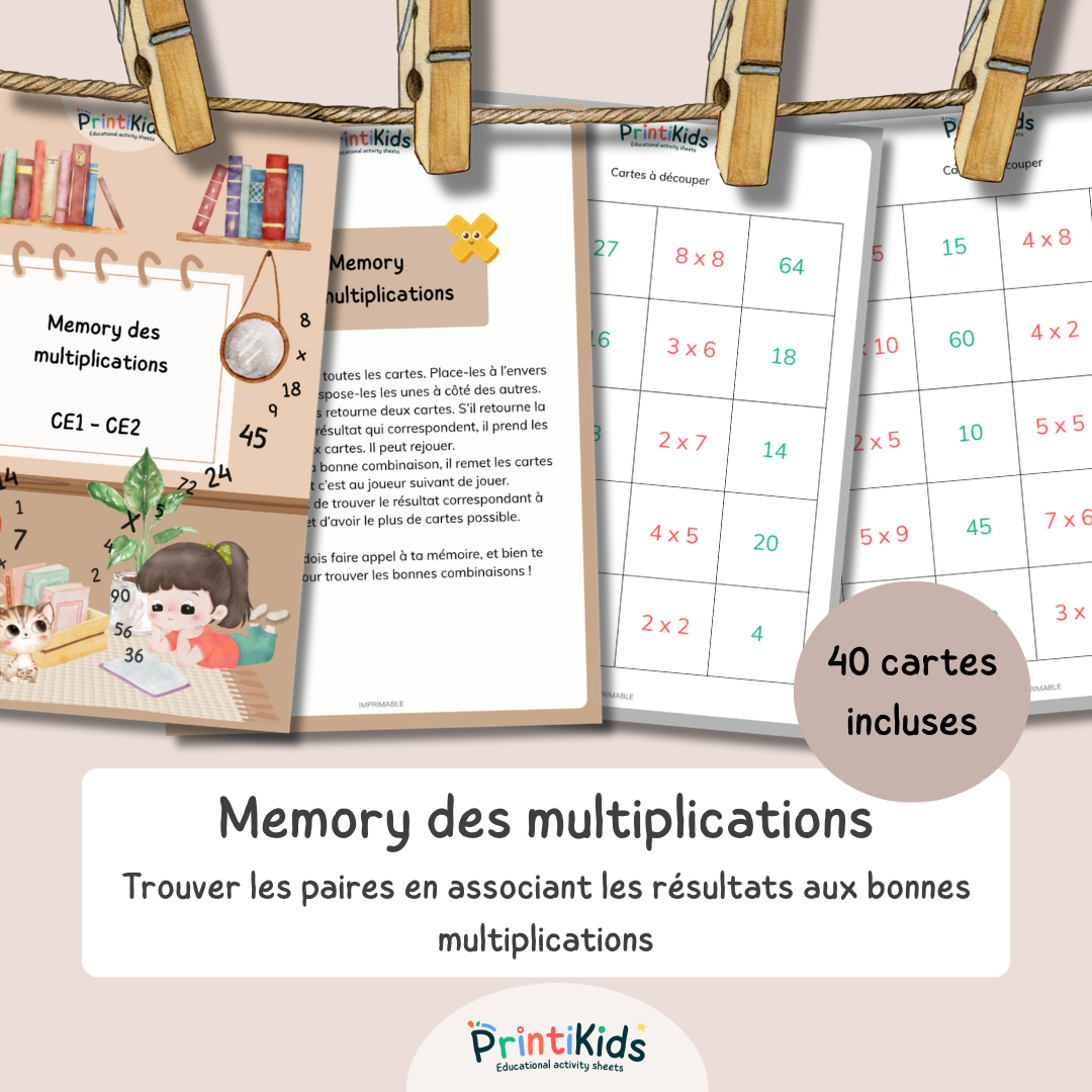 Memory des multiplications - CE1-CE2