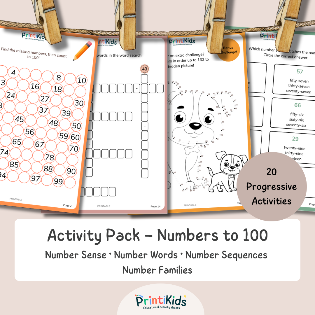 Number Words to 100 Activity Pack - Grade 1 / Year 2