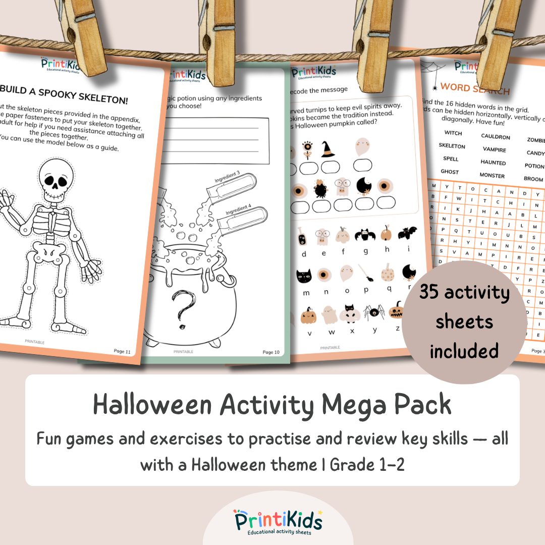 Halloween Activity Mega Pack – 35 Printable Activities – Grade 1–2