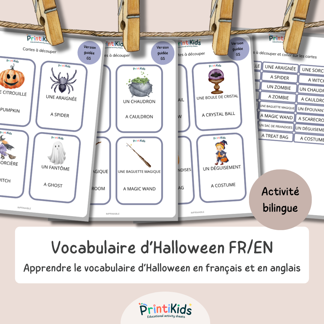 🇫🇷🇬🇧 Cartes de vocabulaire Halloween français anglais – GS CP CE1