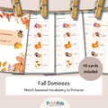 Fall Dominoes – Printable Reading & Vocabulary Game – Grade 1–2