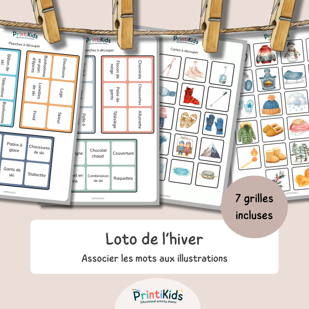 Loto de l’hiver – Jeu de lecture et vocabulaire CP CE1