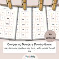 Comparing Numbers Domino Game – Learn <, > & = – Grade 1 / Year 2