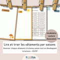 Tri des vêtements par saisons à imprimer – Lecture et vocabulaire – GS CP