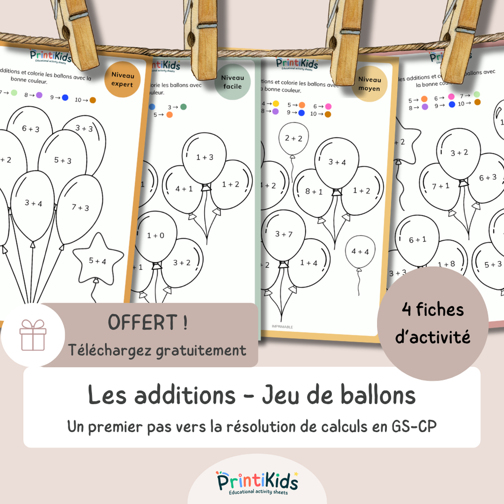 Jeu des ballons des additions OFFERT – s’entraîner aux additions - GS-CP