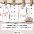 Cartes mémoire alphabet – Associer lettres majuscules et minuscules - GS