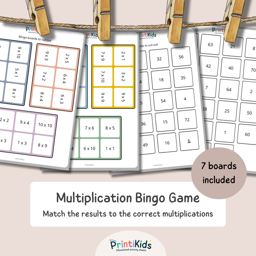 Multiplication Bingo Game – 7 Printable Boards