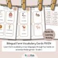🇫🇷🇬🇧 French English Farm Vocabulary Cards – Printable Bilingual Activity for Kids