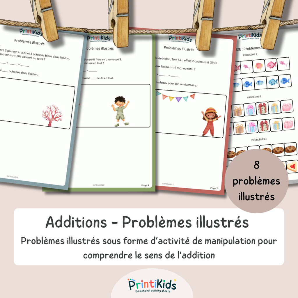 Problèmes d’addition illustrés – activité de manipulation - CP