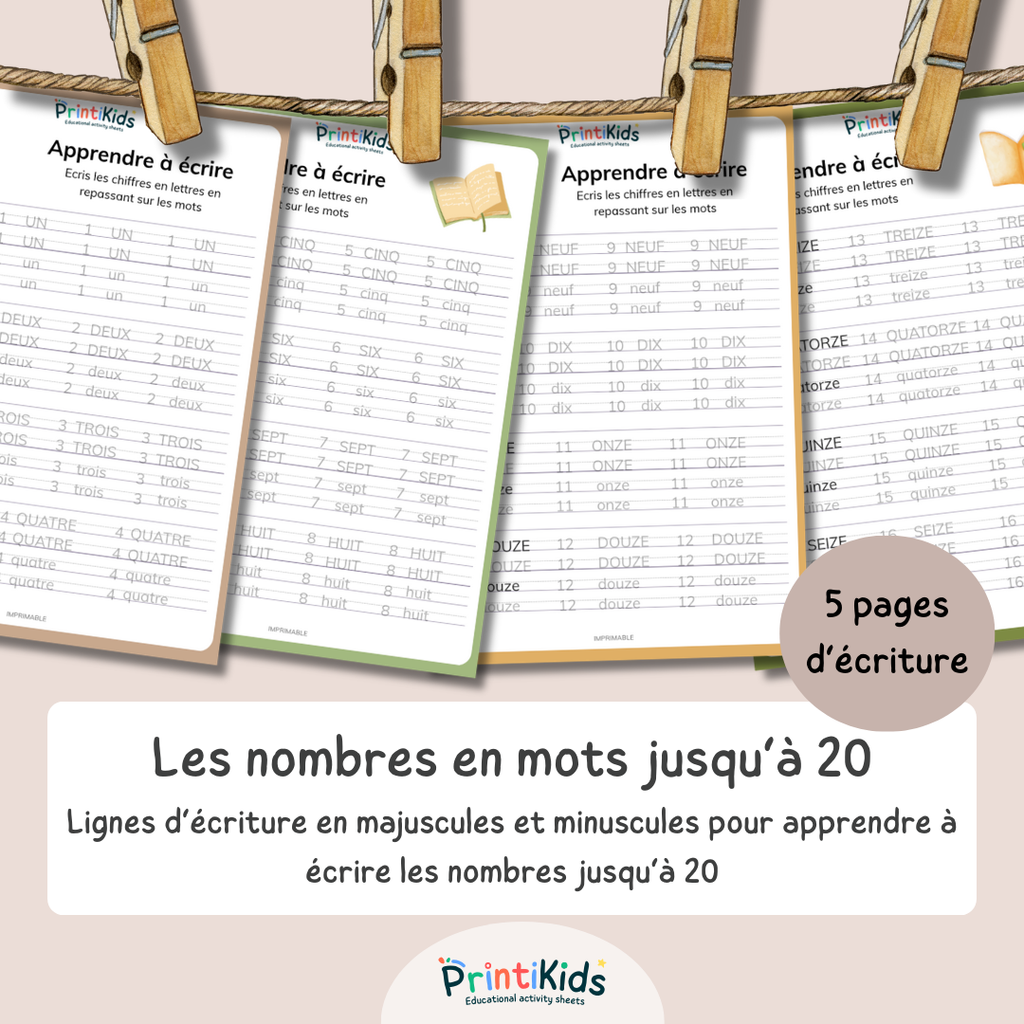 Pack écriture - Ecrire les nombres en mots de 1 à 20 - CP