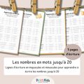 Pack écriture - Ecrire les nombres en mots de 1 à 20 - CP