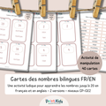 🇫🇷🇬🇧 Cartes nombres bilingues français anglais à manipuler (1 à 20) – CP CE1 CE2