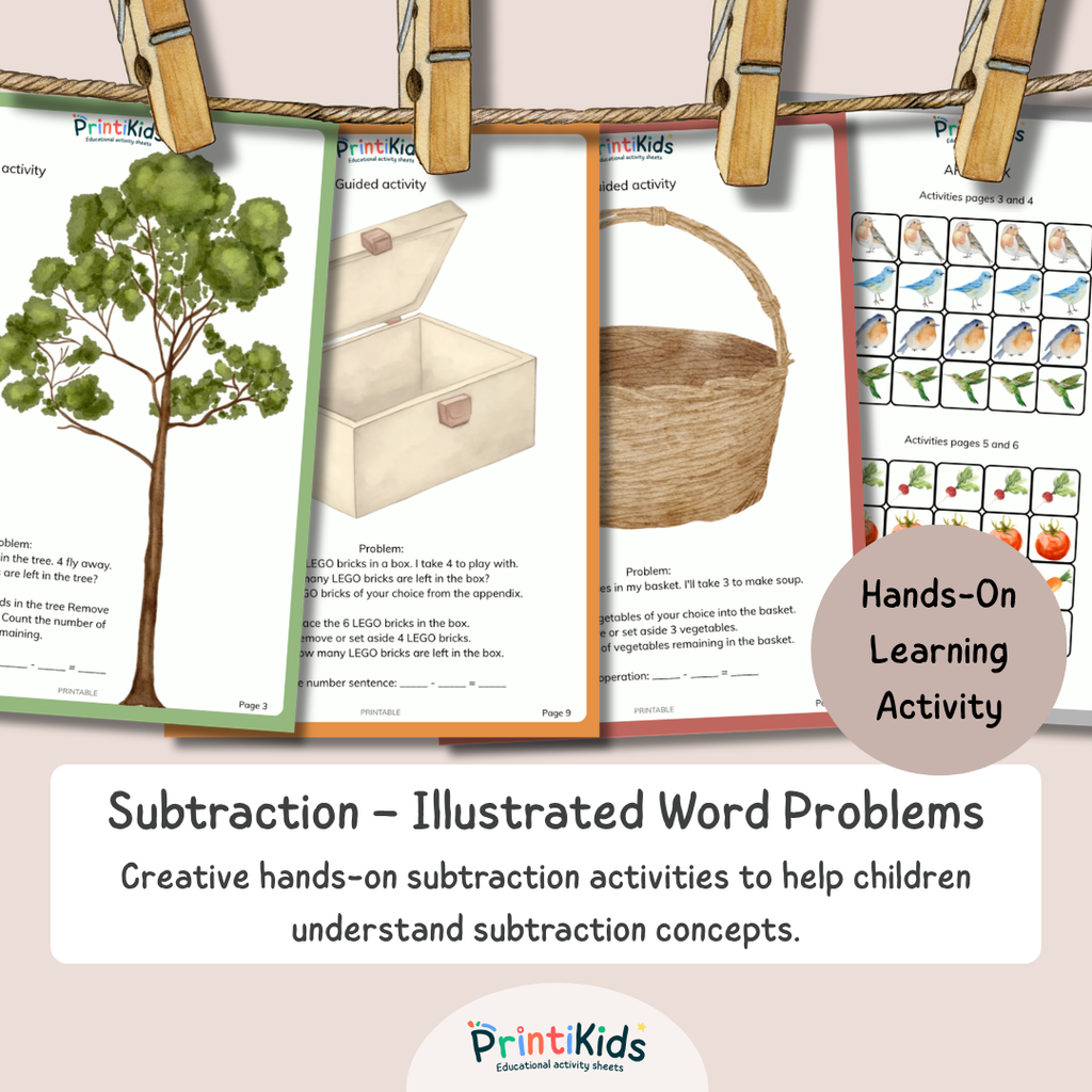 Illustrated Subtraction Word Problems – Hands-On Math Activity | Grades 1–2