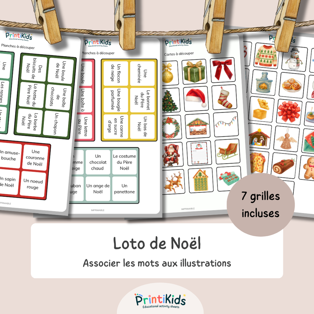 Loto de Noël – Jeu de lecture et vocabulaire - CP CE1