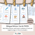 🇫🇷🇬🇧 Bilingual Winter Vocabulary Flashcards for Kids – Grades 1-2