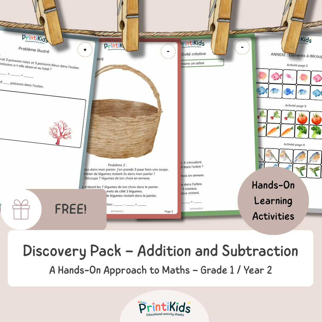 Free Addition and Subtraction Worksheets – Illustrated Word Problems – Grade 1 / Year 2