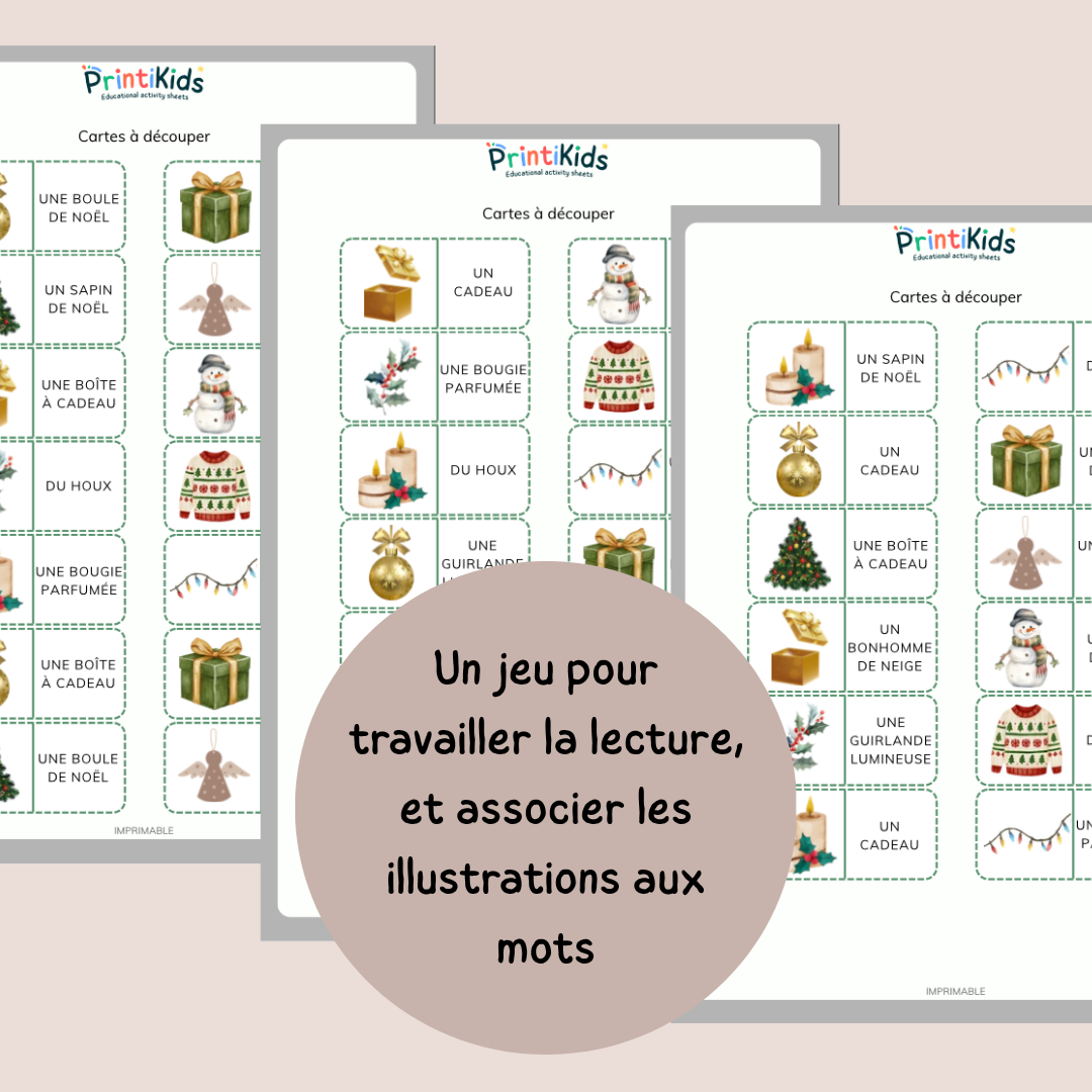Domino de Noël – Jeu de lecture et de vocabulaire - CP CE1