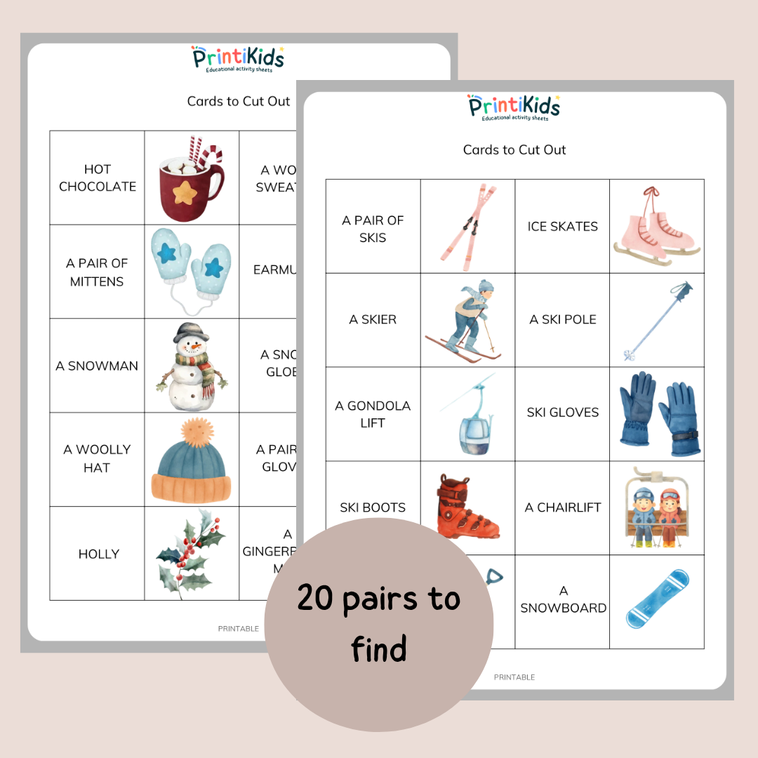 Winter Memory Game – Reading & Vocabulary – Grade 1–2