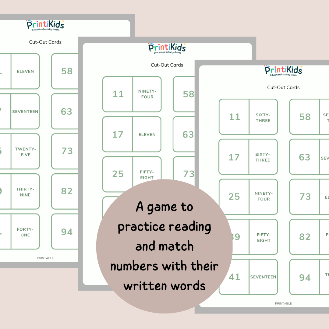 Number Domino Game 1–100 Digits and Words – Ages 6–8 Grade 1–2 Year 2–3