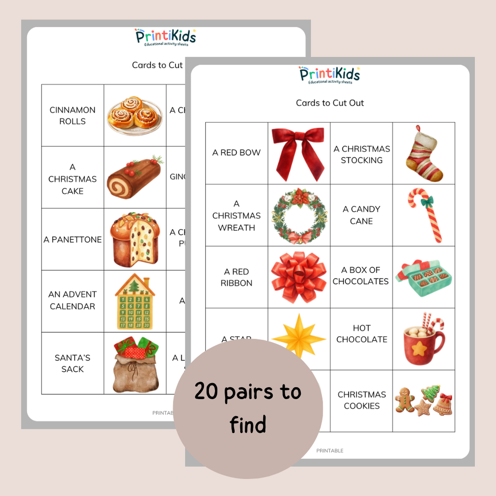 Christmas Memory Game – Reading & Vocabulary – Grade 1–2