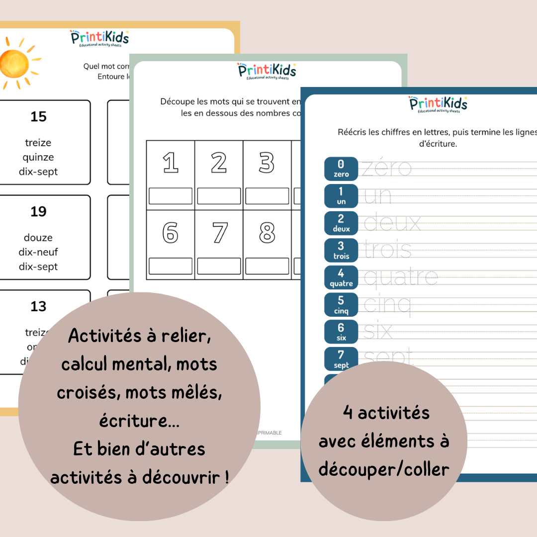 Pack d'activités - Ecrire les nombres en mots de 1 à 20 - CP