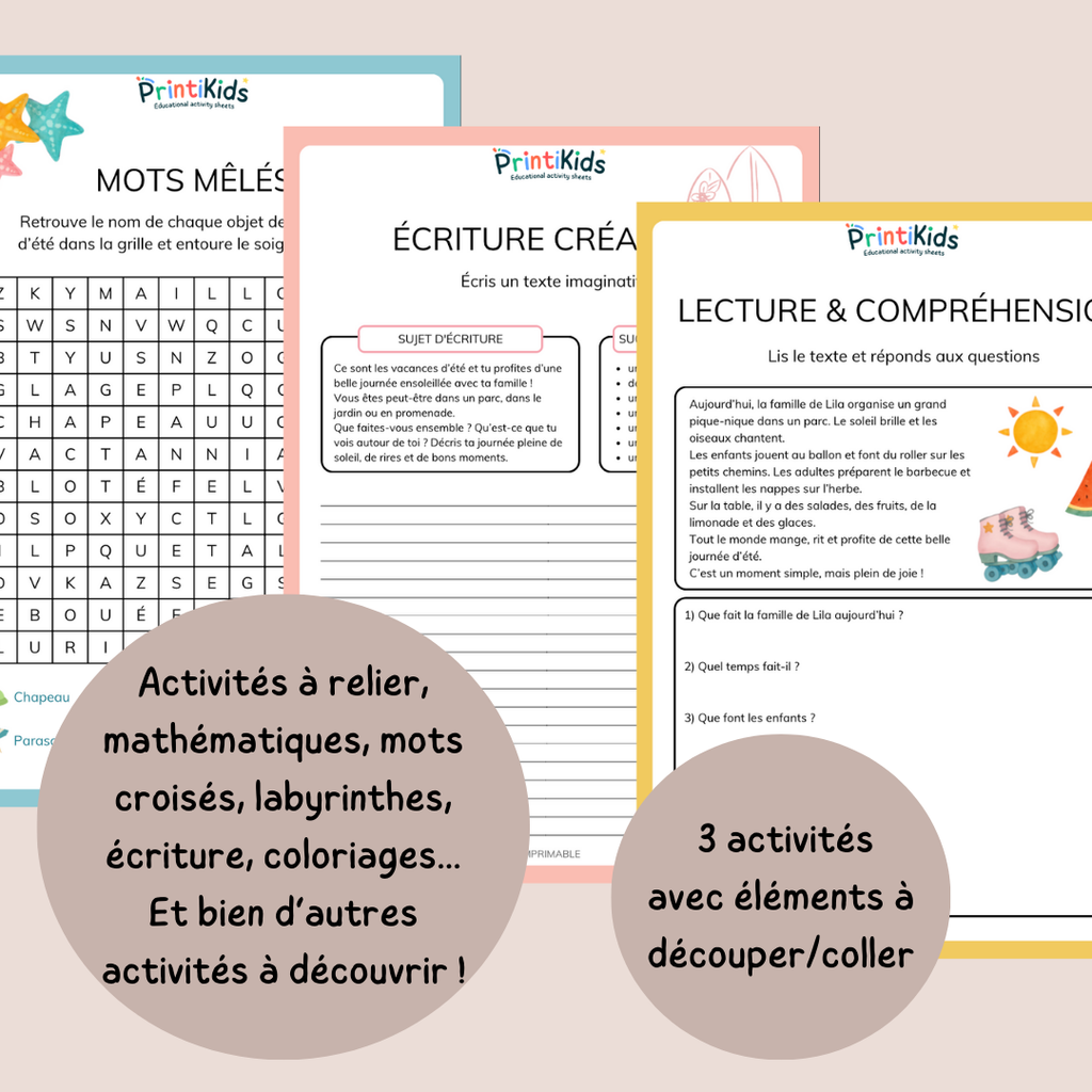 Pack d'activités été – 20 activités ludiques pour réviser en s'amusant - CP CE1