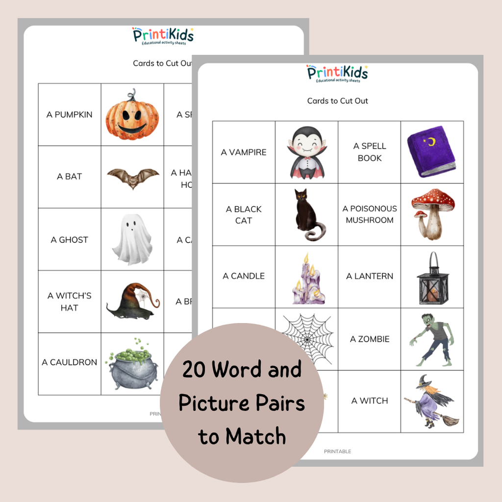 Halloween Memory Game – Reading & Vocabulary – Grade 1–2