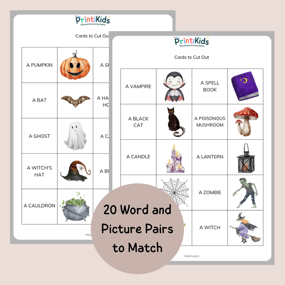 Halloween Memory Game – Reading & Vocabulary – Grade 1–2