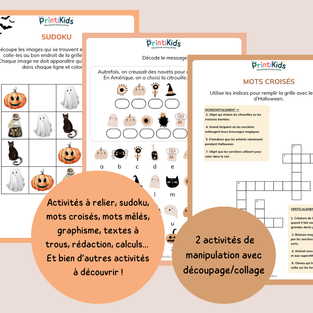 Pack d’activités Halloween – 20 activités éducatives – CP CE1