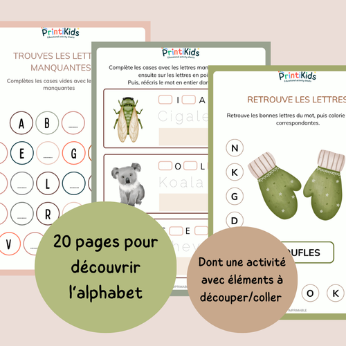Activités alphabet – 20 fiches lettres de l’alphabet - GS - CP