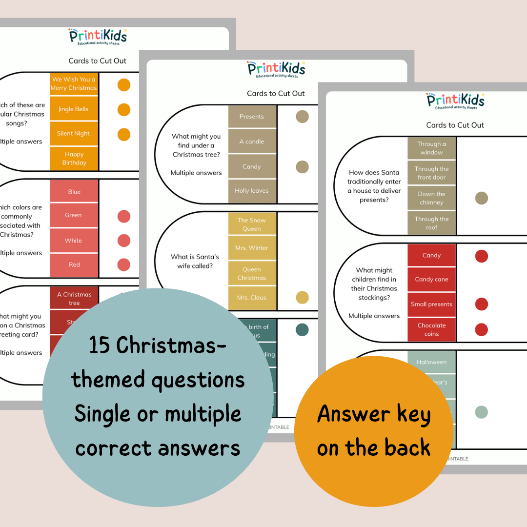Christmas Clip Cards – Reading Comprehension & Vocabulary – Grades 1–3