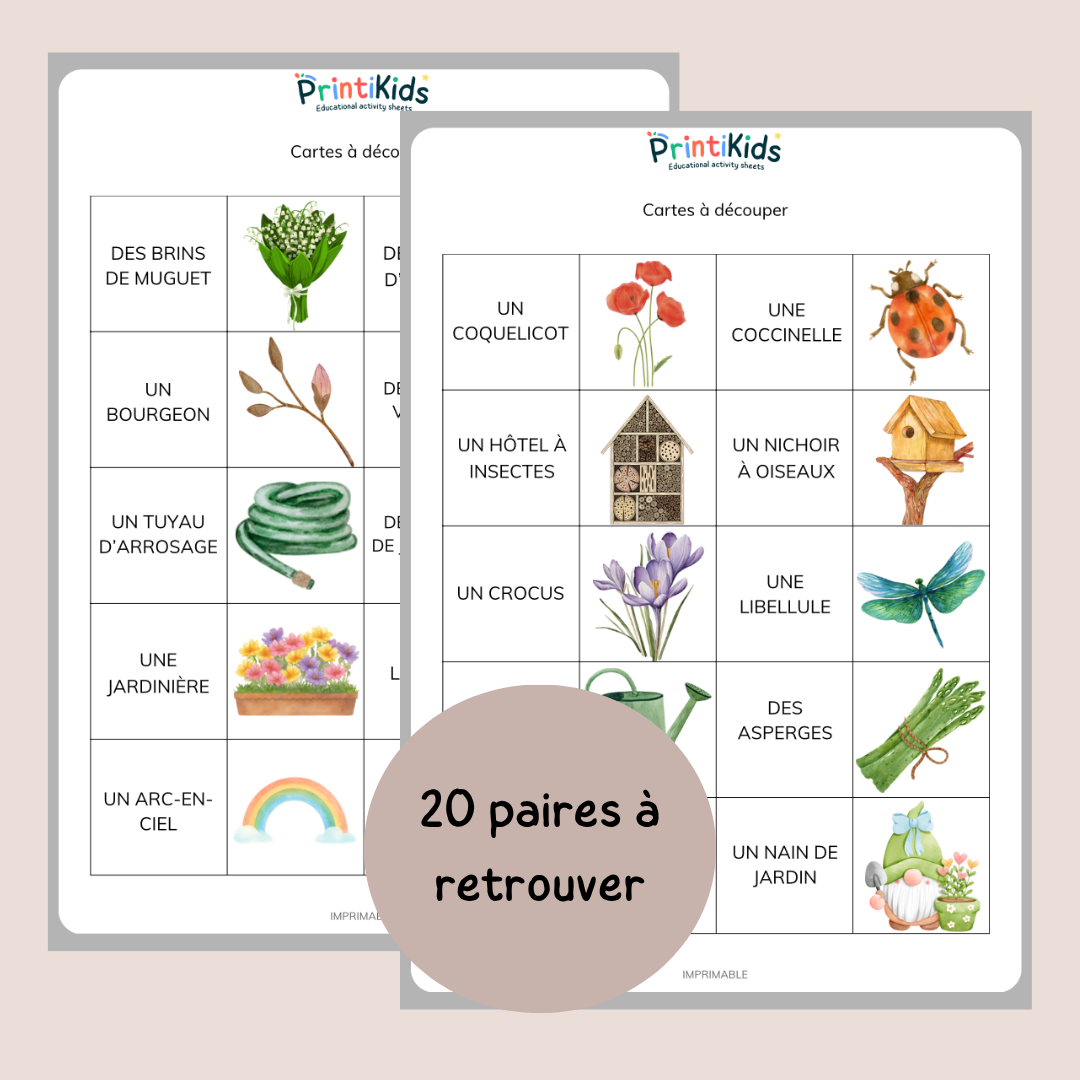Memory du printemps – Jeu de lecture et vocabulaire CP CE1