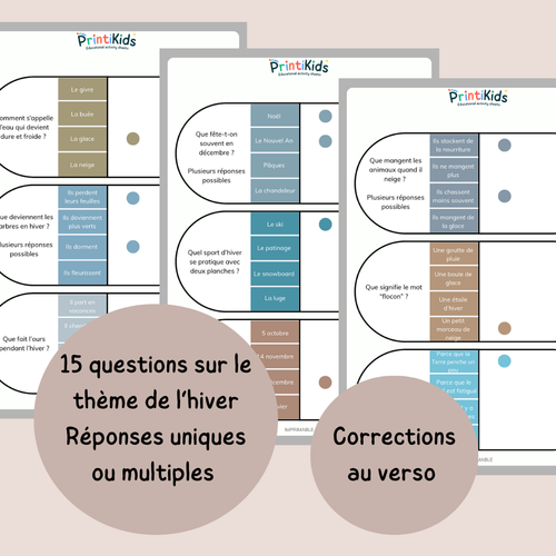 Cartes à pinces de l’hiver - CP – CE1 – CE2