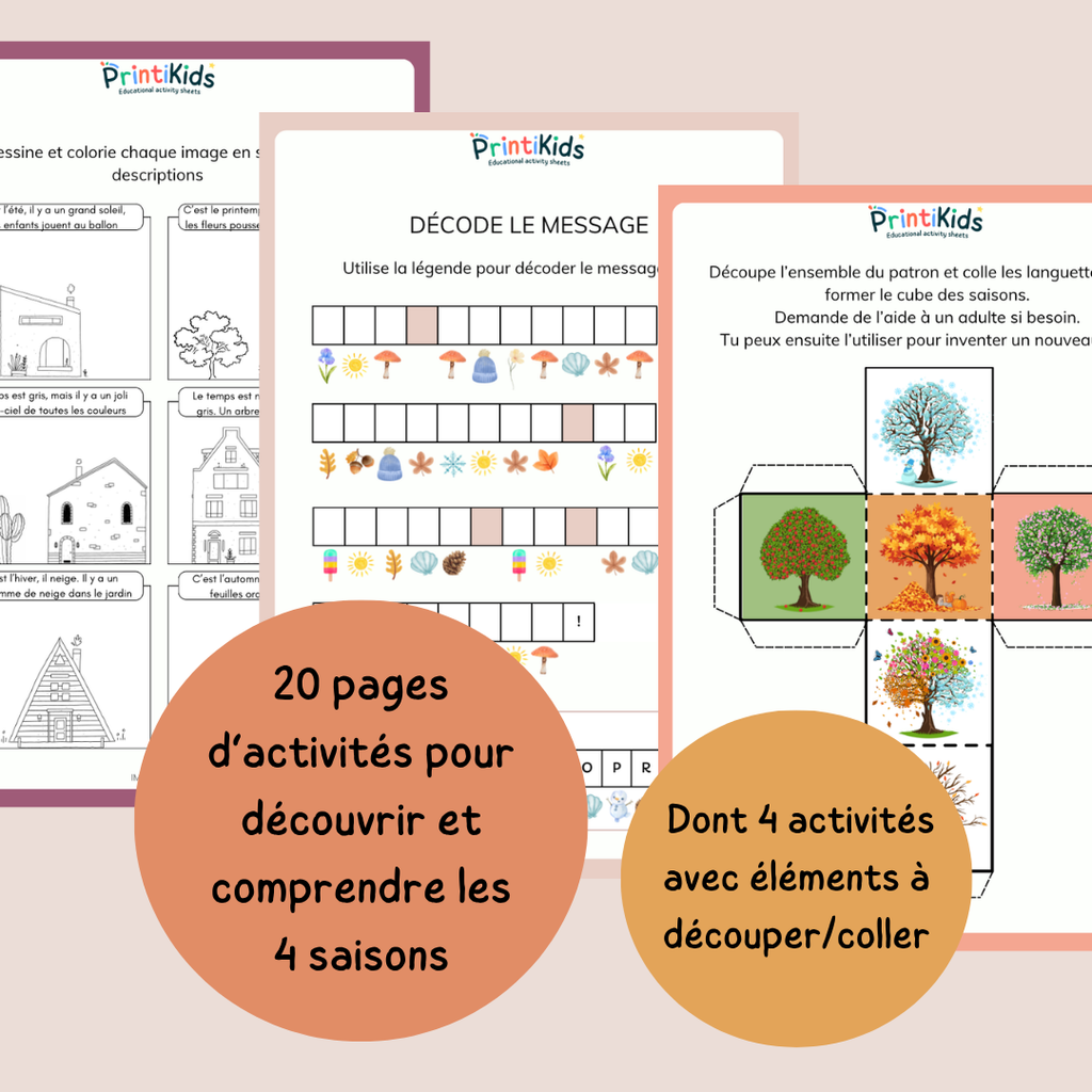 Pack d’activités les saisons – 20 fiches pédagogiques - CP CE1