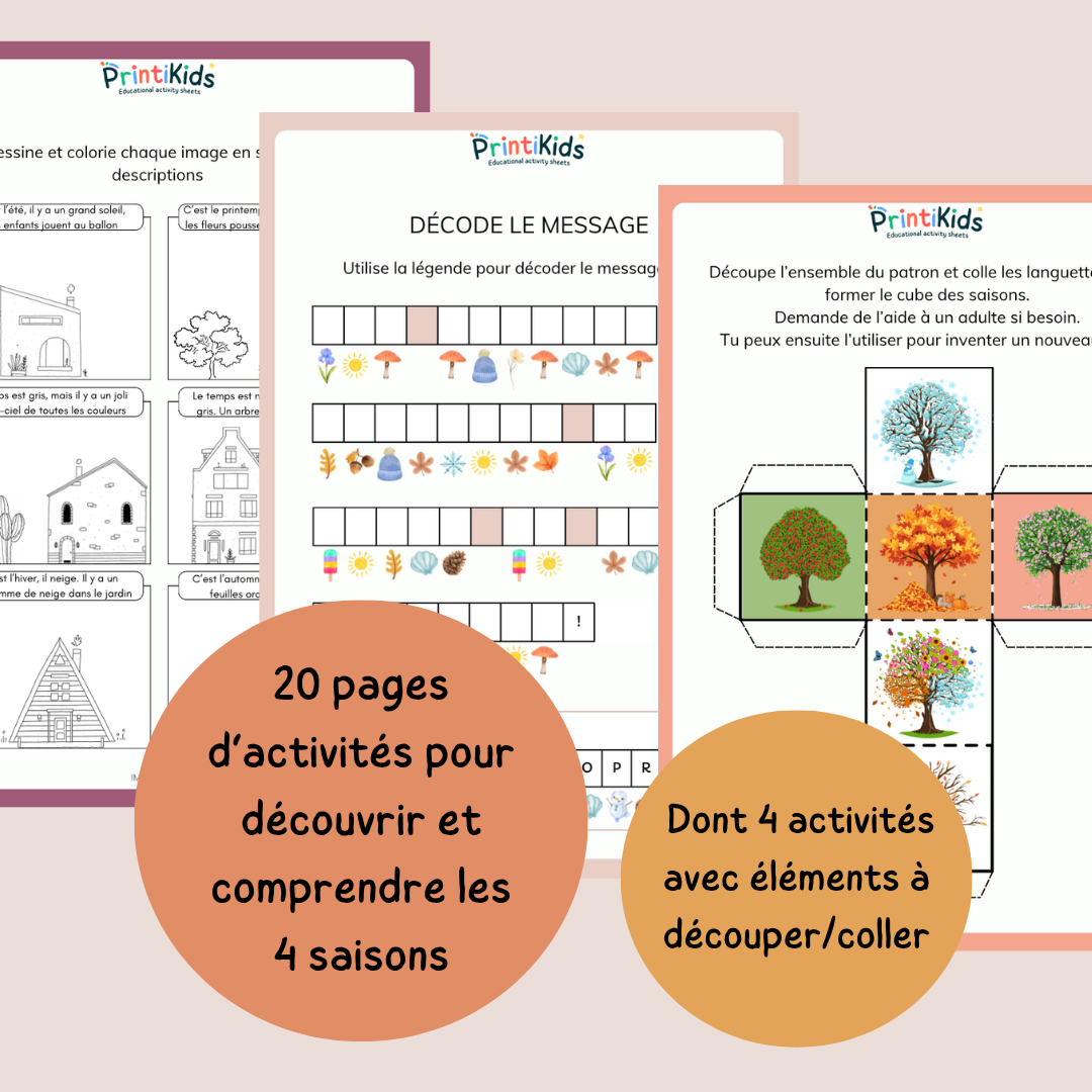Pack d’activités les saisons – 20 fiches pédagogiques - CP CE1