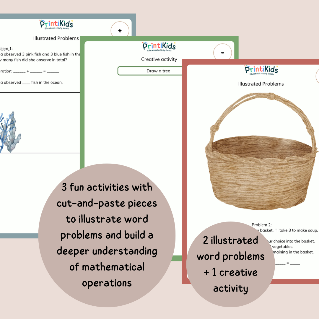 Free Addition and Subtraction Worksheets – Illustrated Word Problems – Grade 1 / Year 2