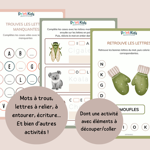 Activités alphabet – 20 fiches lettres de l’alphabet - GS - CP