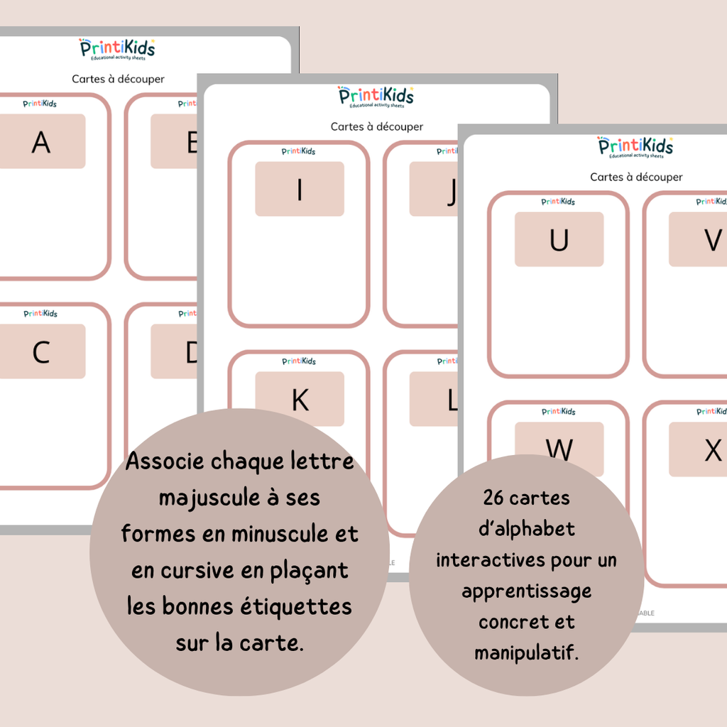 Activité d’association des lettres majuscules, minuscules et cursives pour enfants – GS CP