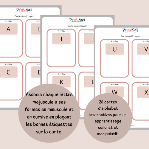 Activité d’association des lettres majuscules, minuscules et cursives pour enfants – GS CP