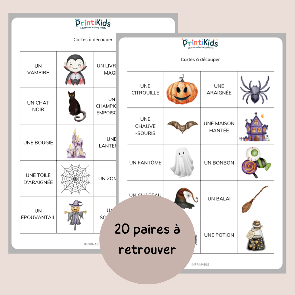 Memory d’Halloween – Jeu de lecture et vocabulaire CP CE1