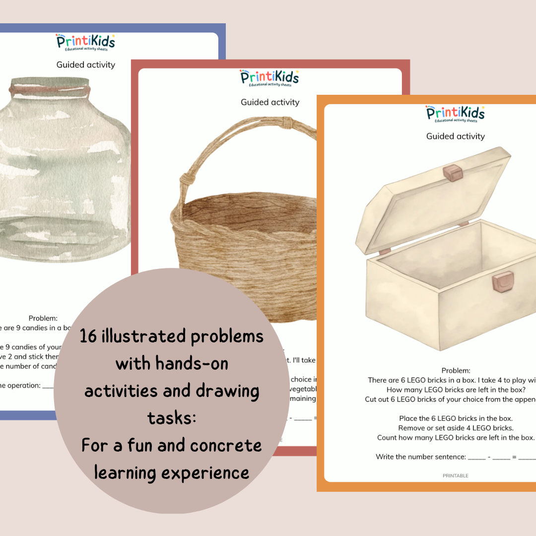 Addition and Subtraction Activities - Simple & Illustrated Math Problems - Grades 1-2