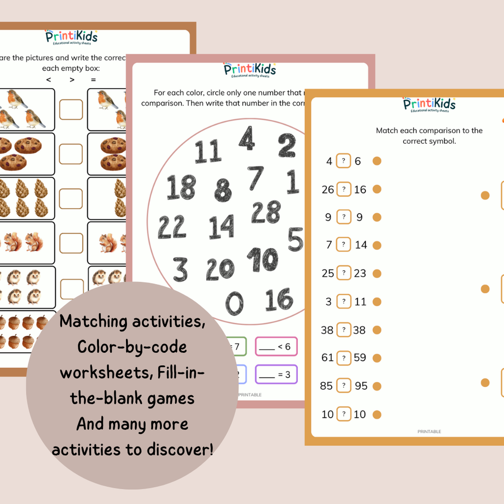 Comparing Numbers Worksheets – 15 Printable Math Activities - Grade 1 / Year 2