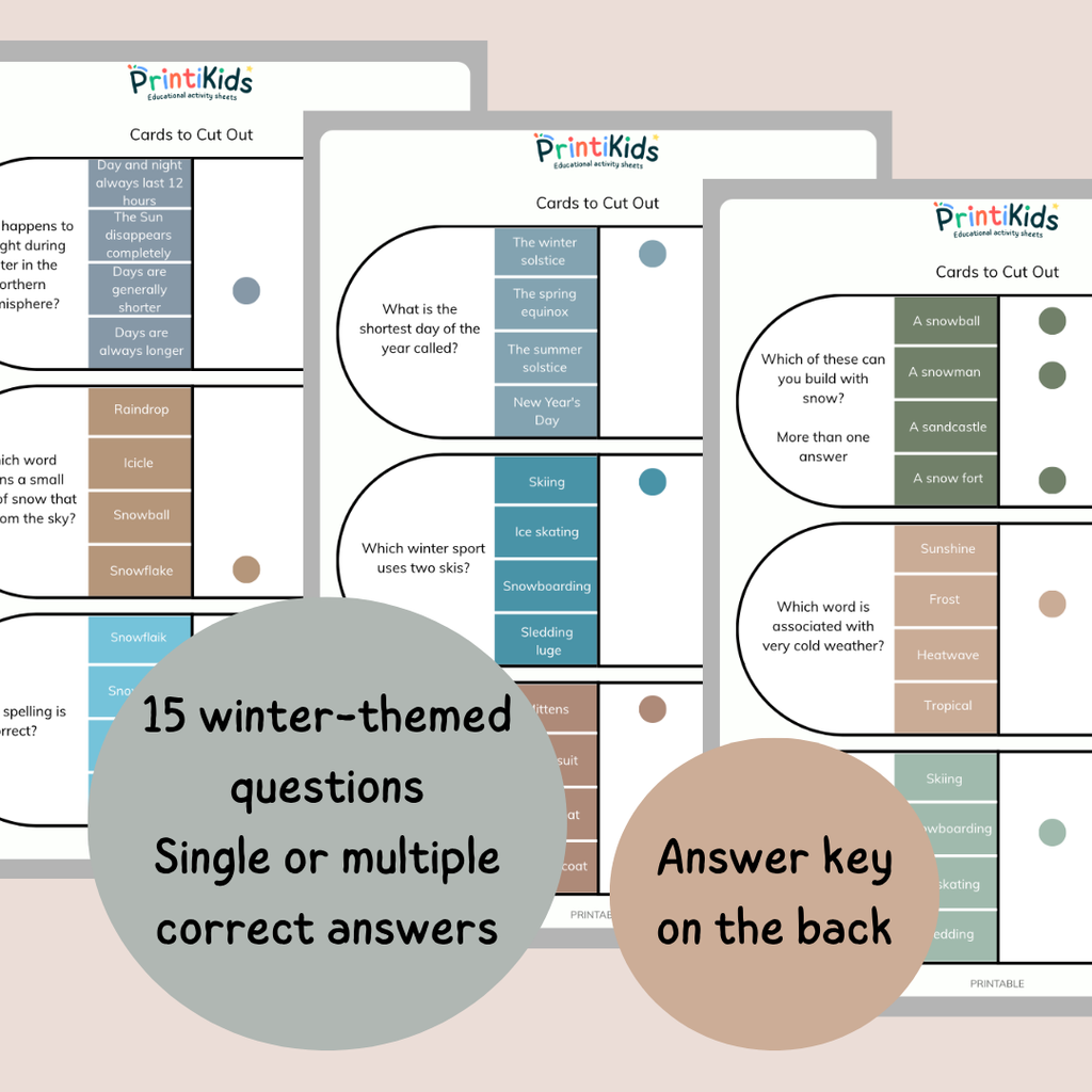 Winter Clip Cards – Reading & Comprehension – Grade 1–3