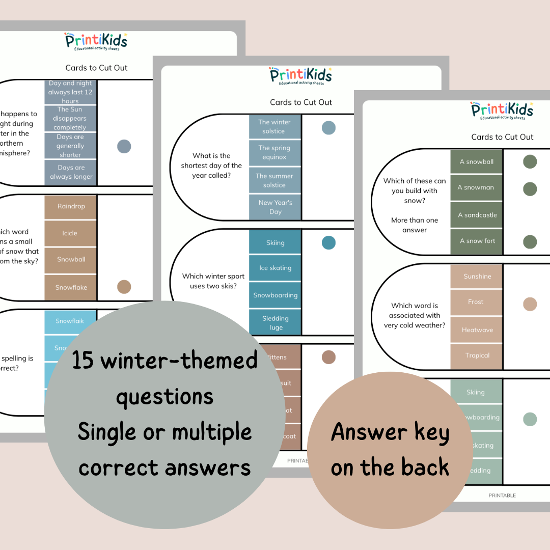 Winter Clip Cards – Reading & Comprehension – Grade 1–3