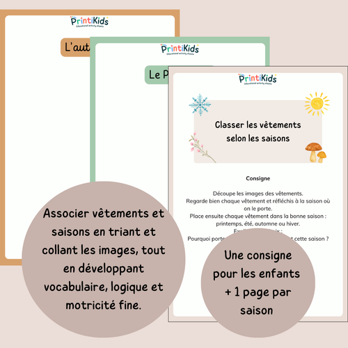 Activité tri des vêtements par saisons GS CP