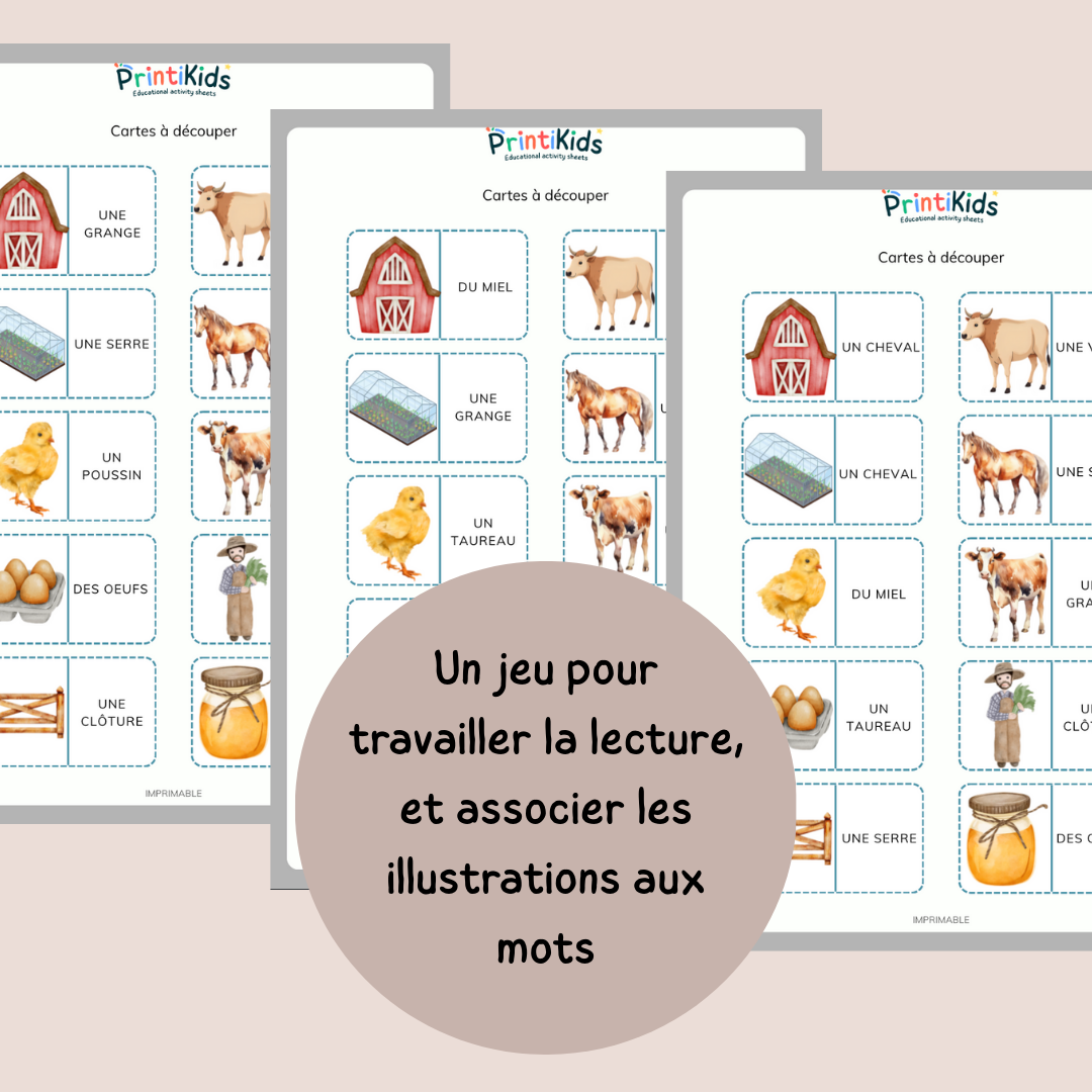 Domino de la ferme – Jeu de lecture et vocabulaire CP CE1